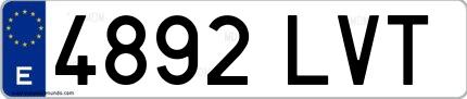 Ejemplo de matrícula española 4892 LVT