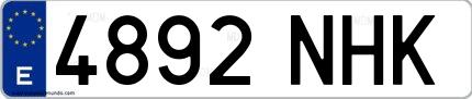 Ejemplo de matrícula española 4892 NHK