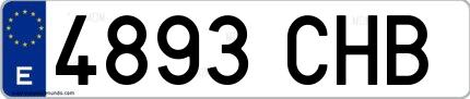 Ejemplo de matrícula española 4893 CHB