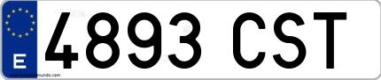Ejemplo de matrícula española 4893 CST