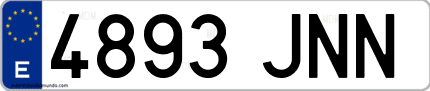 Ejemplo de matrícula de coche ordinaria 4893 JNN