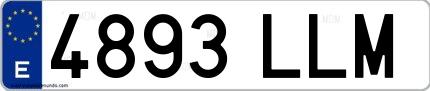 Ejemplo de matrícula española 4893 LLM