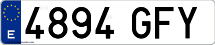 Ejemplo de matrícula de coche ordinaria 4894 GFY