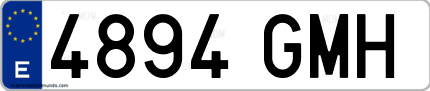 Ejemplo de matrícula de coche ordinaria 4894 GMH