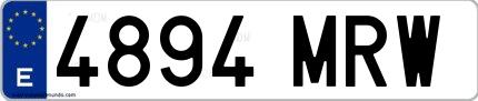 Ejemplo de matrícula española 4894 MRW