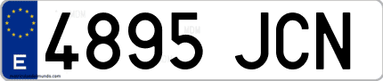 Ejemplo de matrícula de coche ordinaria 4895 JCN