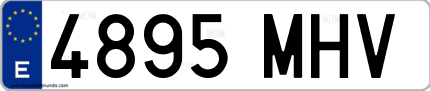 Ejemplo de matrícula de coche ordinaria 4895 MHV