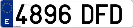 Ejemplo de matrícula española 4896 DFD