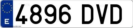 Ejemplo de matrícula española 4896 DVD
