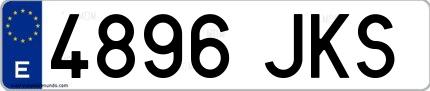 Ejemplo de matrícula española 4896 JKS