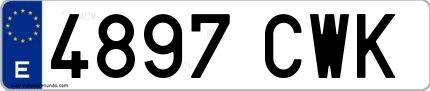 Ejemplo de matrícula española 4897 CWK