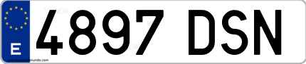 Ejemplo de matrícula de coche ordinaria 4897 DSN