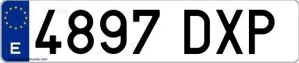 Ejemplo de matrícula española 4897 DXP