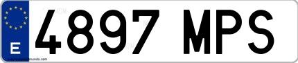 Ejemplo de matrícula española 4897 MPS