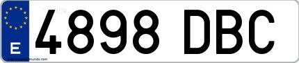 Ejemplo de matrícula española 4898 DBC