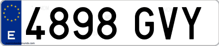 Ejemplo de matrícula de coche ordinaria 4898 GVY