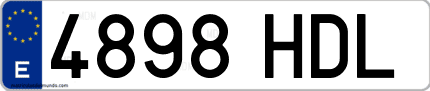 Ejemplo de matrícula de coche ordinaria 4898 HDL