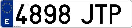 Ejemplo de matrícula española 4898 JTP