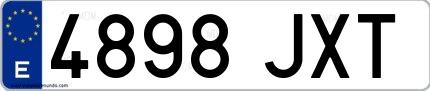 Ejemplo de matrícula española 4898 JXT