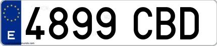 Ejemplo de matrícula española 4899 CBD