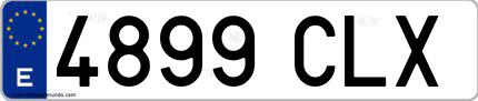 Ejemplo de matrícula española 4899 CLX