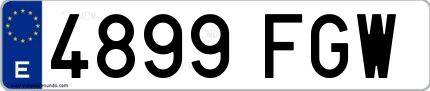 Ejemplo de matrícula española 4899 FGW