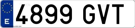 Ejemplo de matrícula española 4899 GVT