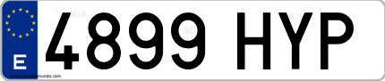 Ejemplo de matrícula de coche ordinaria 4899 HYP