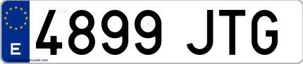 Ejemplo de matrícula española 4899 JTG
