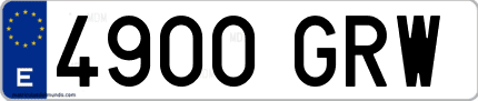 Ejemplo de matrícula de coche ordinaria 4900 GRW