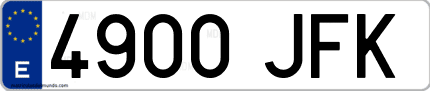 Ejemplo de matrícula de coche ordinaria 4900 JFK