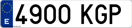 Ejemplo de matrícula de coche ordinaria 4900 KGP