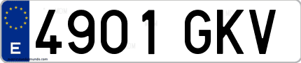 Ejemplo de matrícula de coche ordinaria 4901 GKV