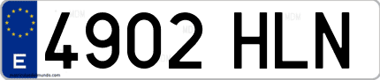 Ejemplo de matrícula de coche ordinaria 4902 HLN