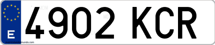 Ejemplo de matrícula de coche ordinaria 4902 KCR