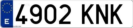 Ejemplo de matrícula española 4902 KNK