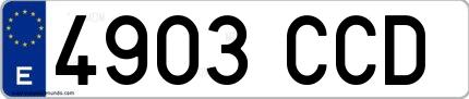 Ejemplo de matrícula española 4903 CCD