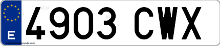 Ejemplo de matrícula de coche ordinaria 4903 CWX