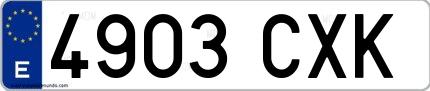 Ejemplo de matrícula española 4903 CXK