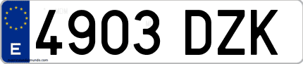 Ejemplo de matrícula de coche ordinaria 4903 DZK