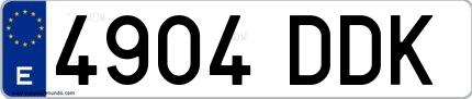 Ejemplo de matrícula española 4904 DDK