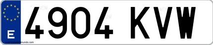Ejemplo de matrícula española 4904 KVW
