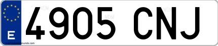 Ejemplo de matrícula de coche ordinaria 4905 CNJ