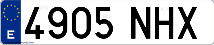Ejemplo de matrícula de coche ordinaria 4905 NHX
