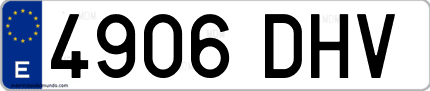 Ejemplo de matrícula de coche ordinaria 4906 DHV