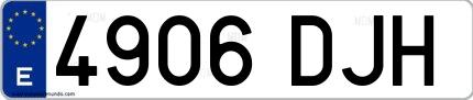 Ejemplo de matrícula española 4906 DJH