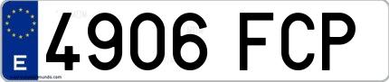 Ejemplo de matrícula española 4906 FCP