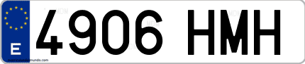 Ejemplo de matrícula de coche ordinaria 4906 HMH