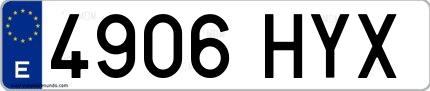 Ejemplo de matrícula española 4906 HYX