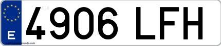 Ejemplo de matrícula española 4906 LFH
